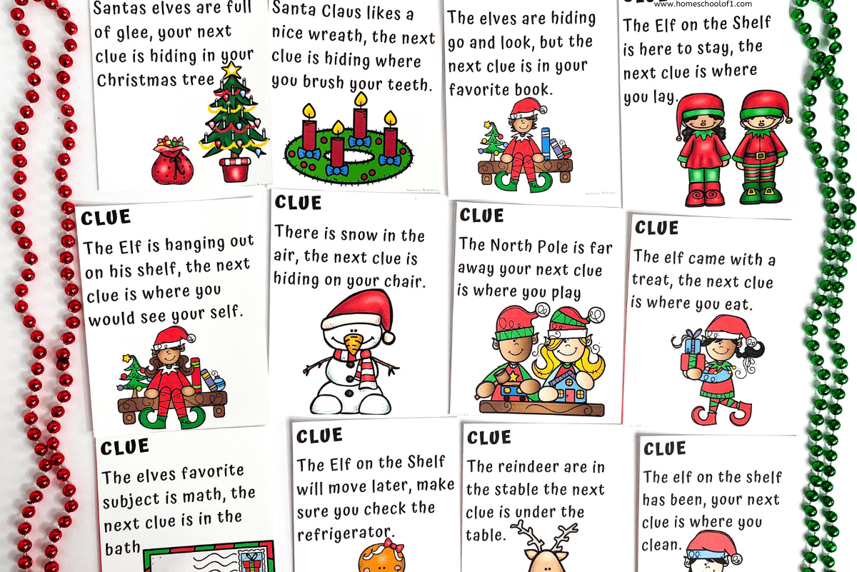 free elf on the shelf scavenger hunt printable
